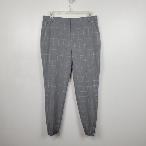 Apt. 9 Men's Gray White Windowpane Premier Flex Slim Fit Jogger Suit Pants Sz L - Picture 1 of 12
